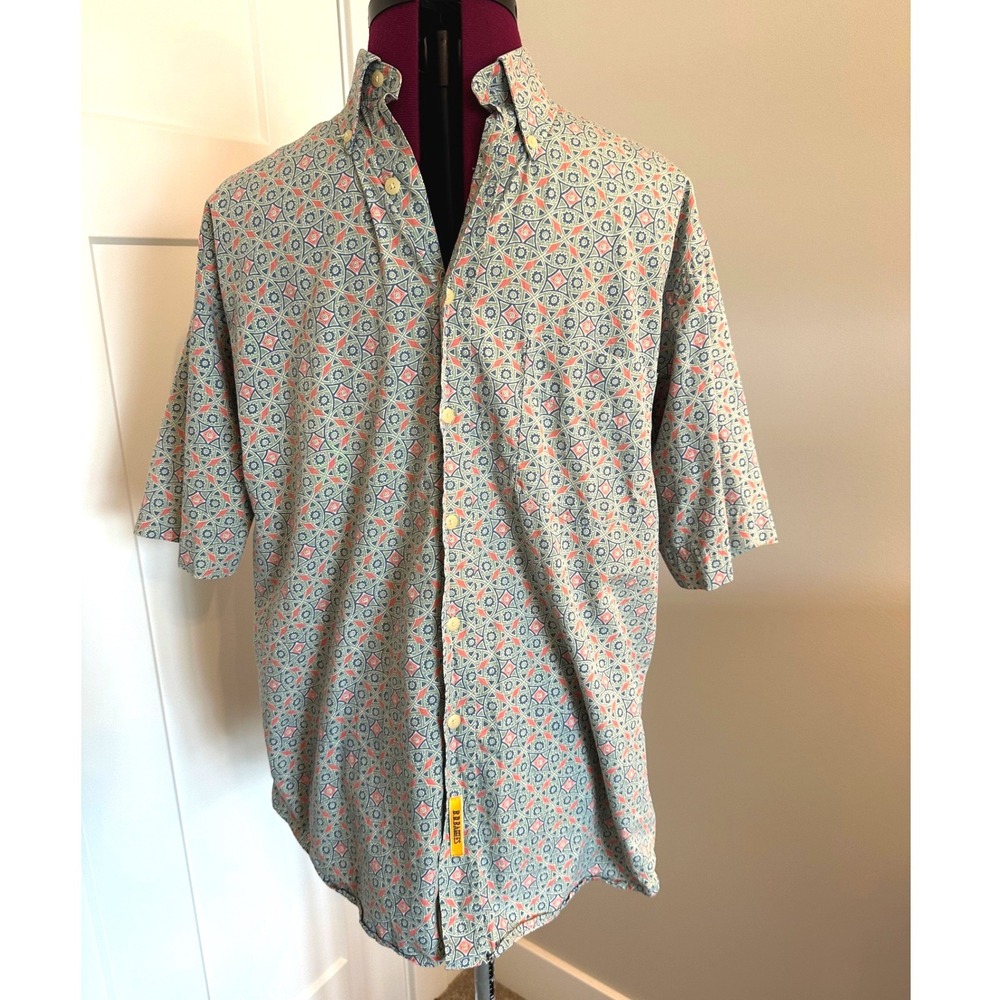 BD Baggies Mens Short Sleeve Button Down Shirt Geometric/Cotton/Retro/Mod Medium